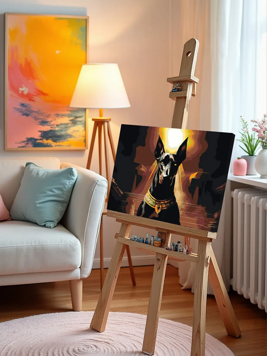 Картина по номерам «Доберман в виде египетского бога Анубиса» — картинка 9