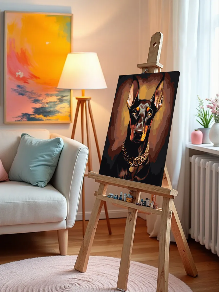 Картина по номерам «Собака доберман с цепью на шее» — картинка 9