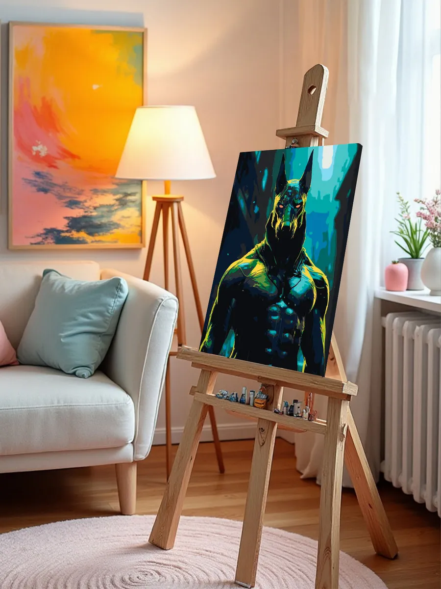 Картина по номерам «Собака доберман в образе Бэтмена» — картинка 9