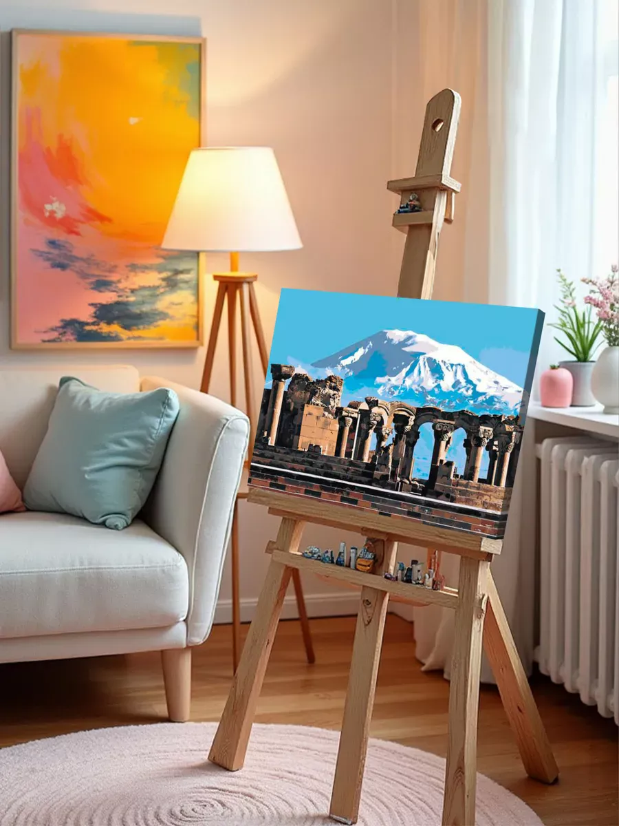 Картина по номерам «Армения: храм Звартноц и вид на гору Арарат» — картинка 9