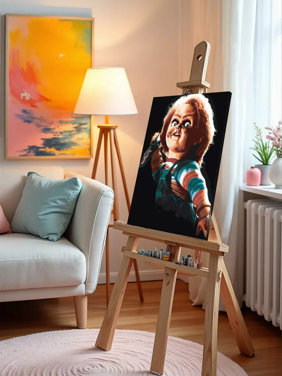 Картина по номерам «Страшная кукла Чаки с ножом» — картинка 9