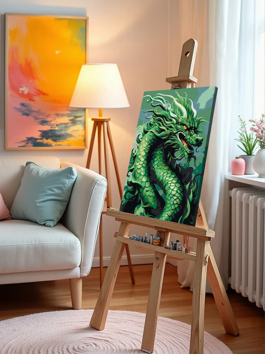 Картина по номерам «Китайский зеленый дракон» — картинка 9