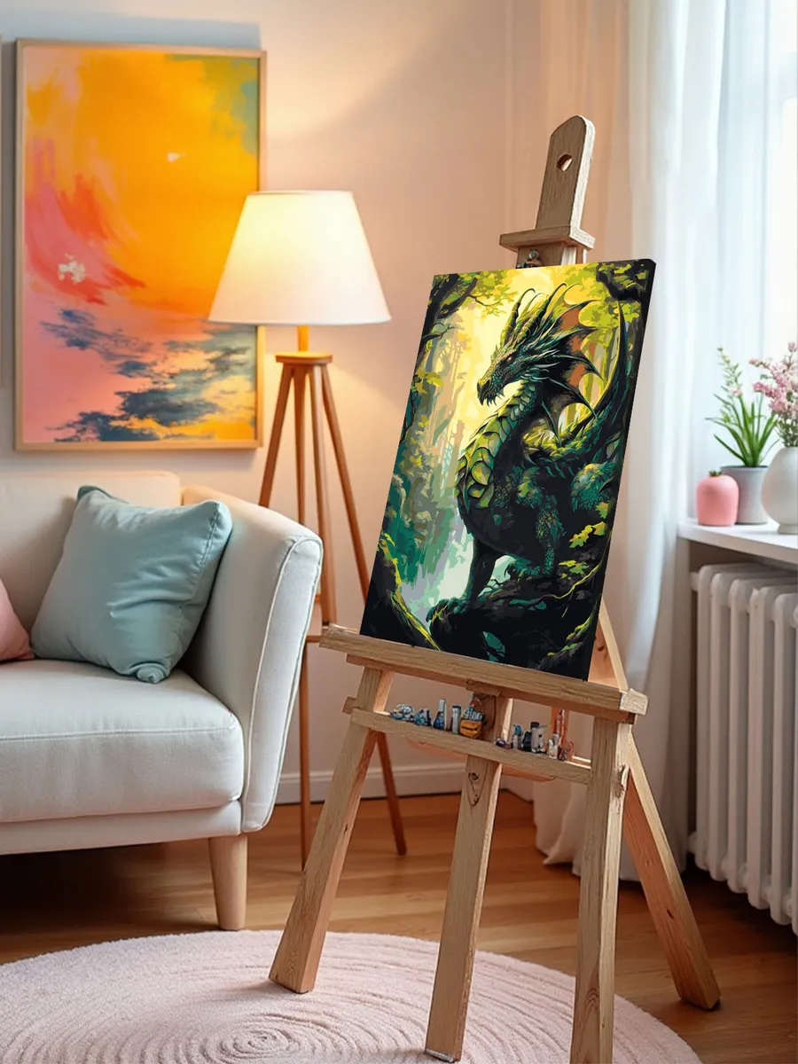 Картина по номерам «Зеленый деревянный дракон 6» — картинка 9