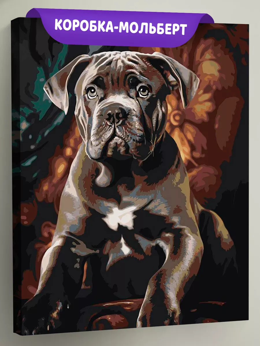 Картина по номерам «Собака Кане корсо щенок в кресле» Картина по номерам «Собака Кане корсо щенок в кресле»