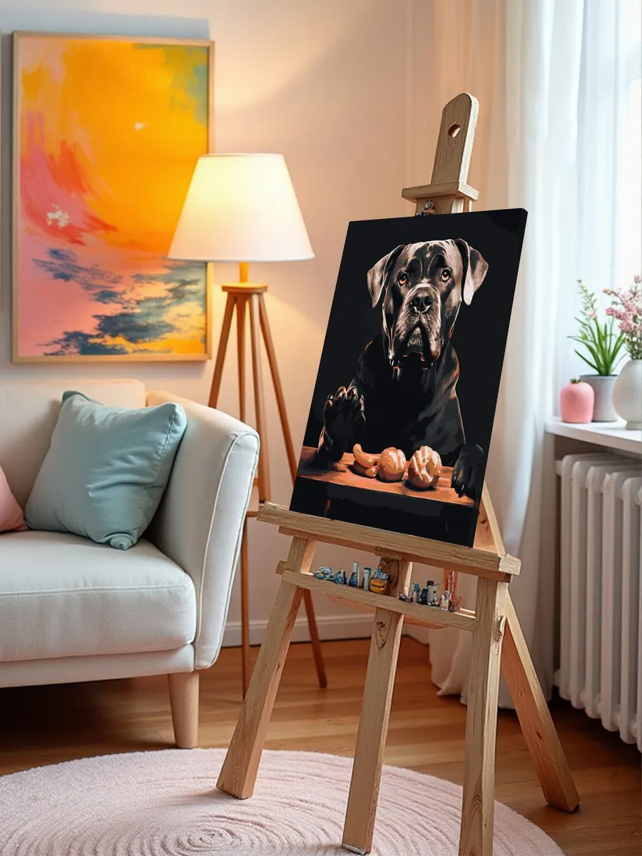 Картина по номерам «Собака Кане корсо с едой» — картинка 9