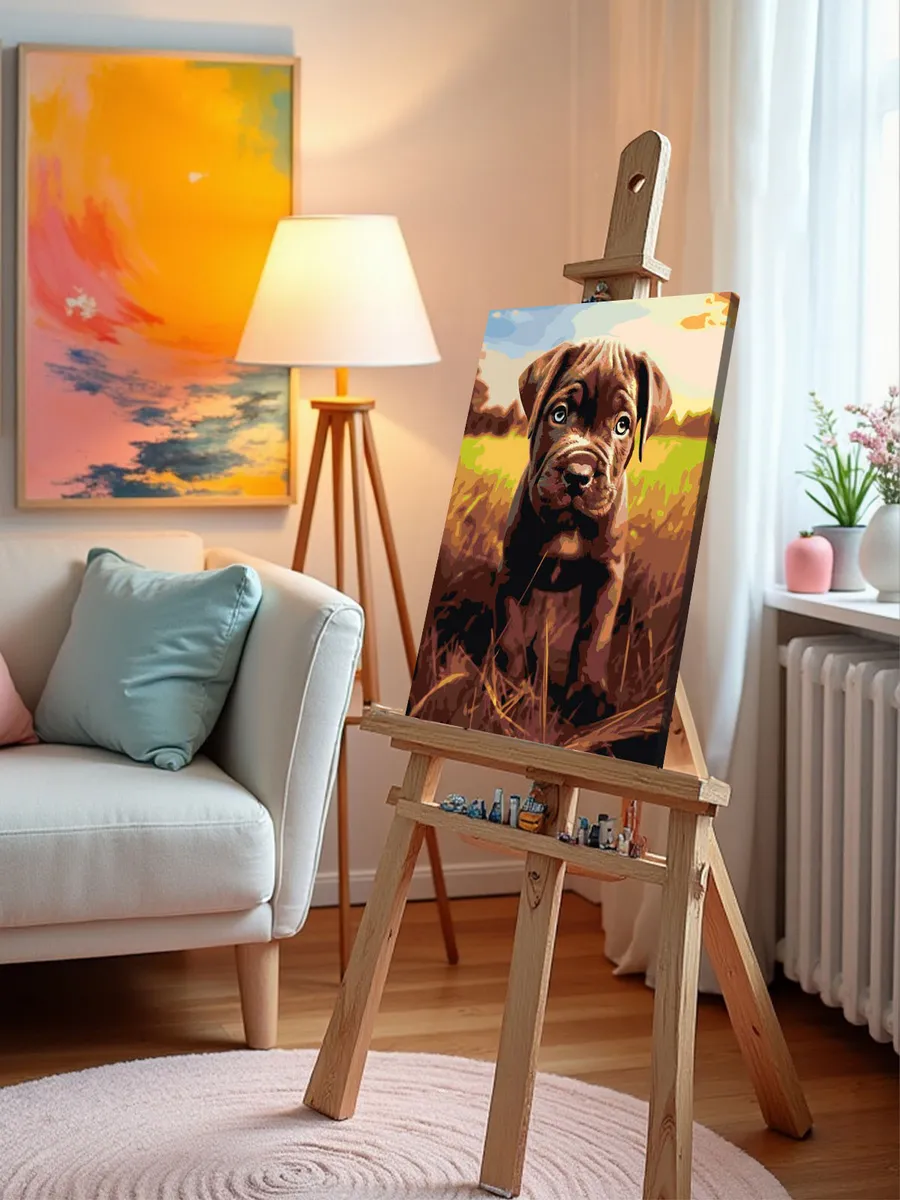 Картина по номерам «Собака Кане корсо щенок на лугу» — картинка 9