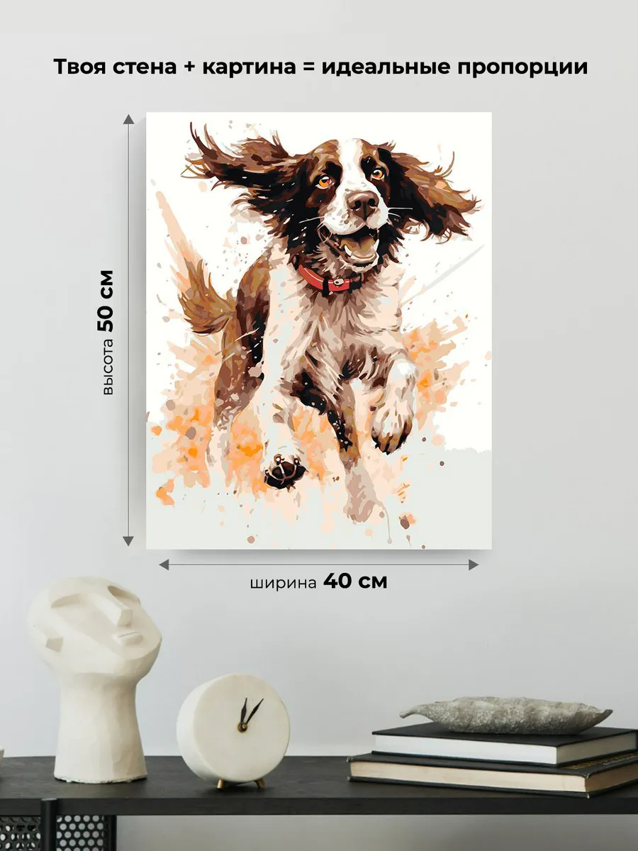 Картина по номерам «Собака Спаниель в прыжке» — картинка 3