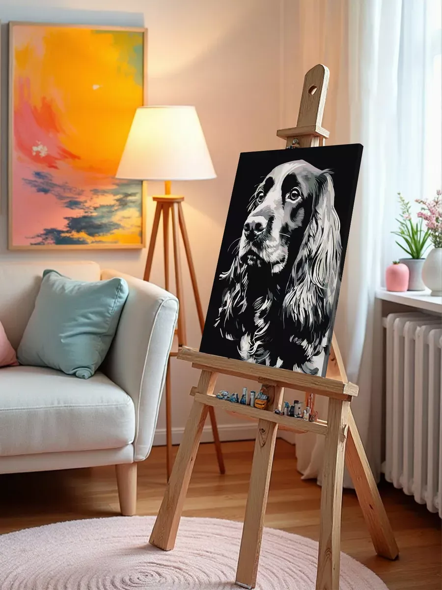 Картина по номерам «Собака Спаниель черная» — картинка 9