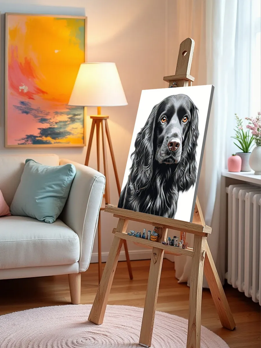 Картина по номерам «Собака Спаниель черная 2» — картинка 9