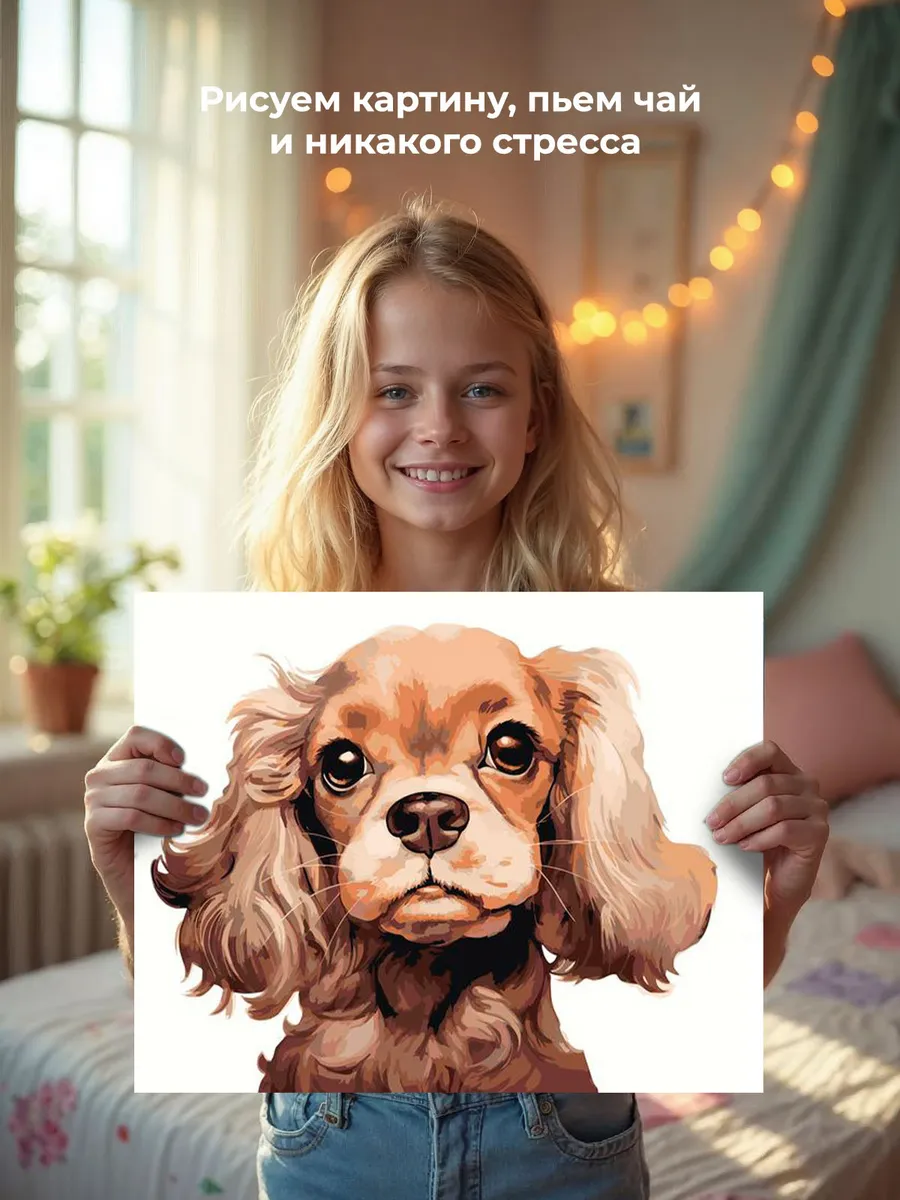 Картина по номерам «Собака Спаниель милый щенок 2» — картинка 6