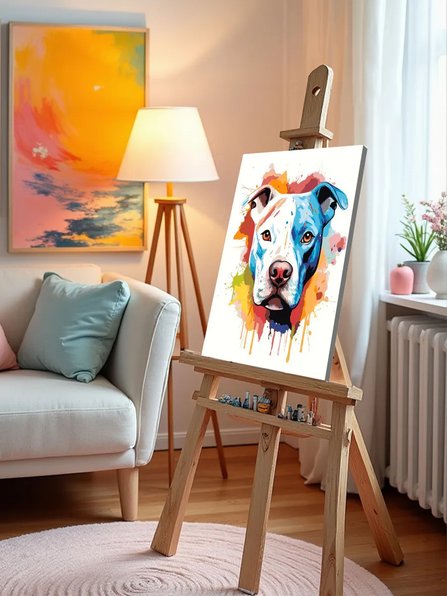 Картина по номерам «Собака Стаффорд (Стаффордширский терьер) арт» — картинка 9