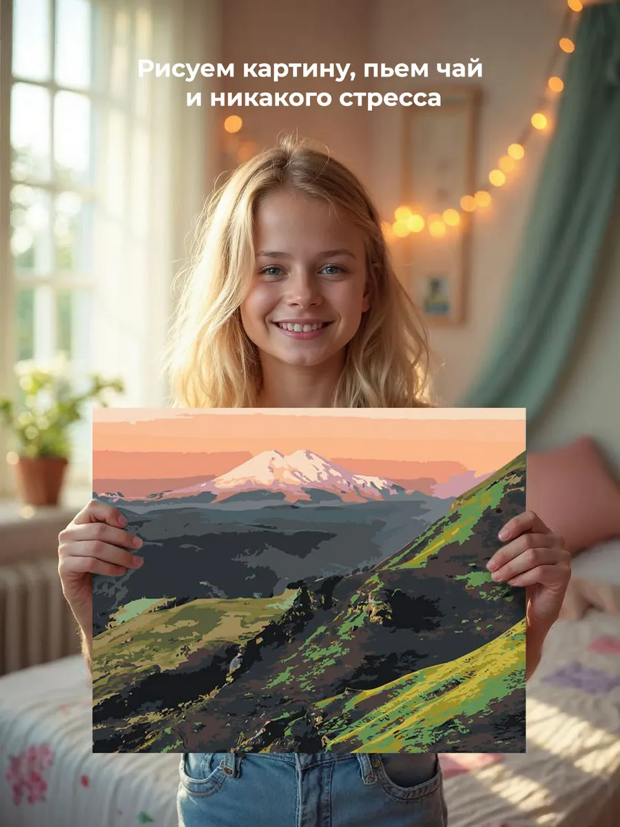 Картина по номерам «Пейзаж гора Эльбрус на рассвете» — картинка 6