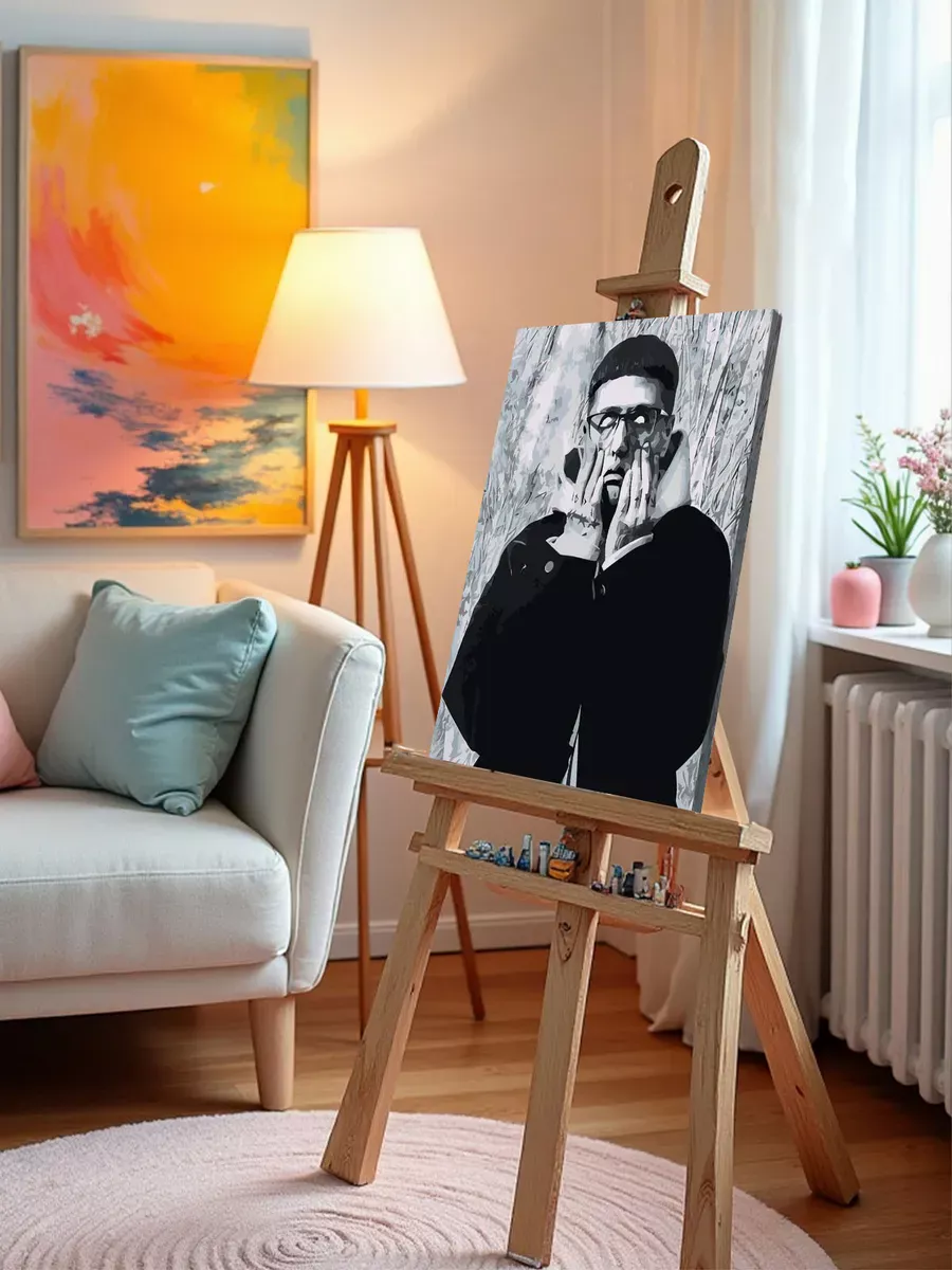 Картина по номерам «CMH: Руслан Crazy Mega Hell чб монохром» — картинка 9