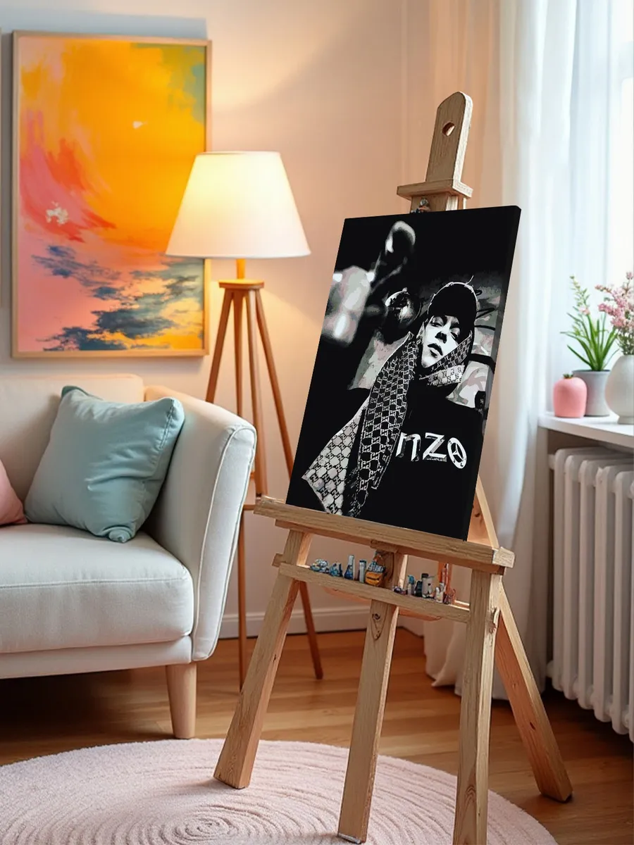 Картина по номерам «OG buda ОГ буда рэпер: чернобелая 40х50» — картинка 9