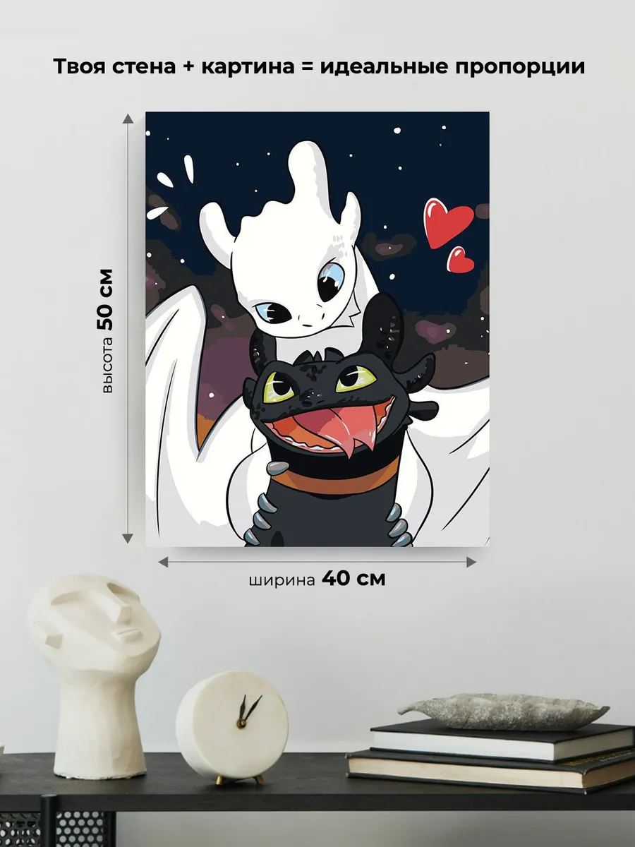 Картина по номерам «Как приручить дракона: Беззубик и Фурия» — картинка 3