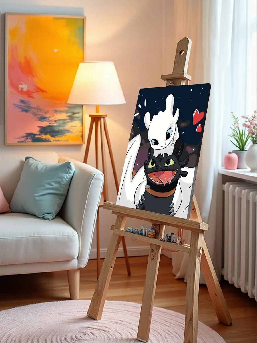 Картина по номерам «Как приручить дракона: Беззубик и Фурия» — картинка 9