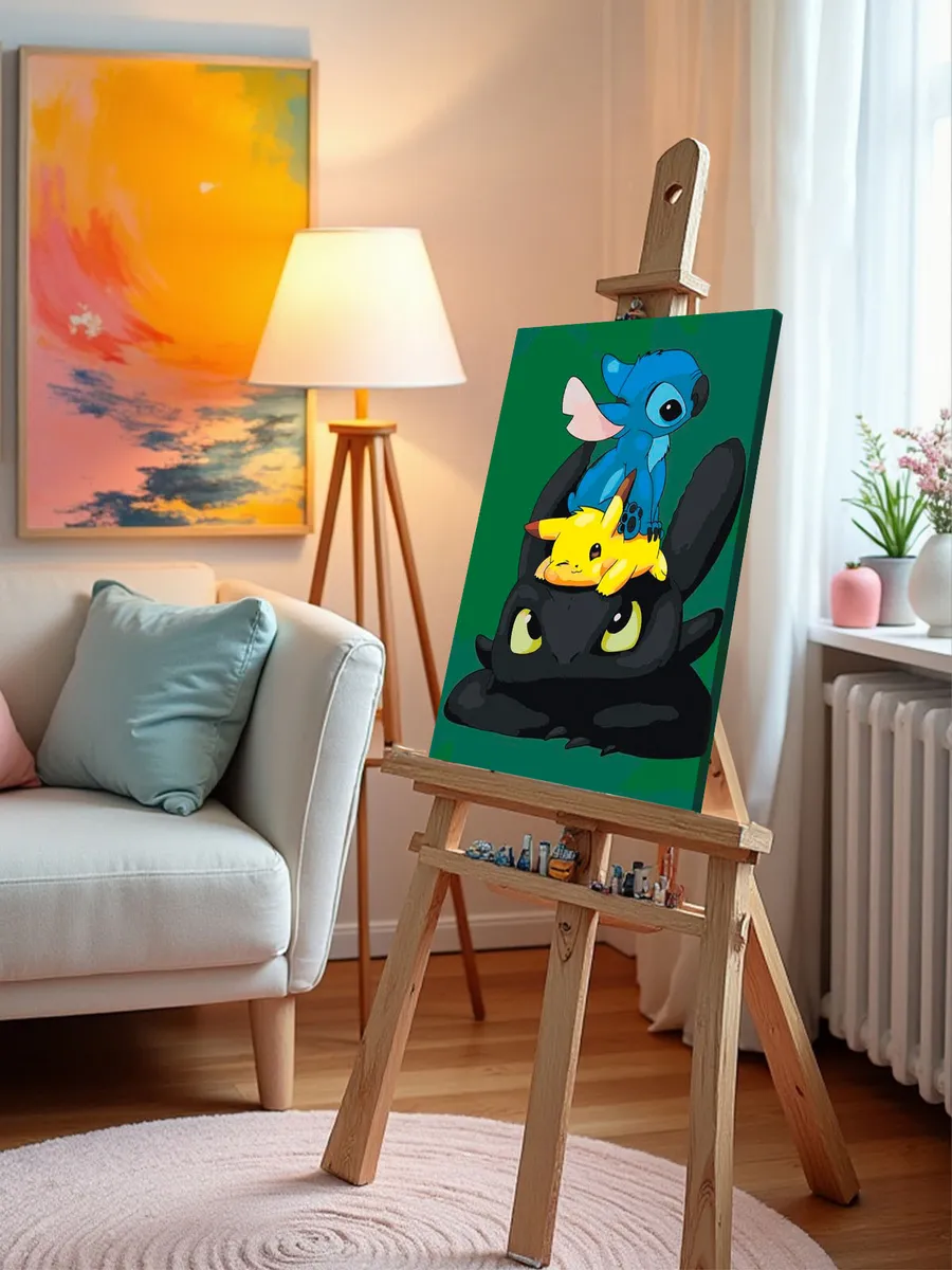 Картина по номерам «Как приручить дракона: Беззубик и Стич» — картинка 9