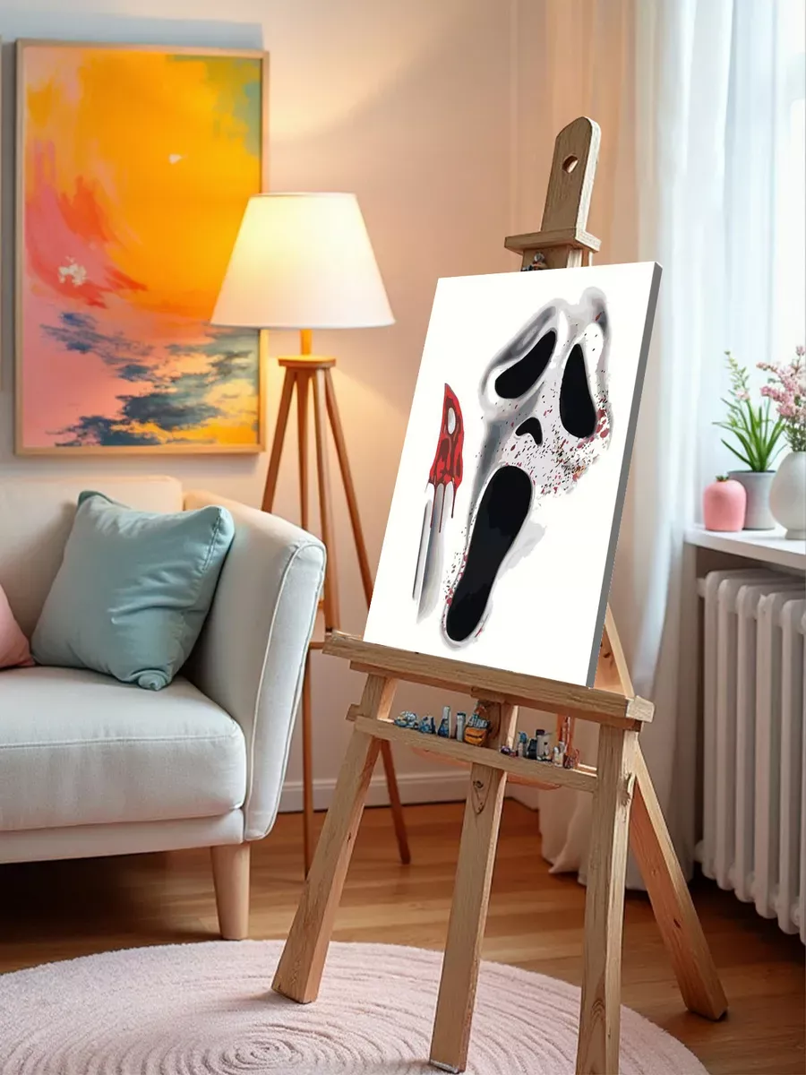 Картина по номерам «Крик фильм: Маска и нож, ужасы 40х50» — картинка 9