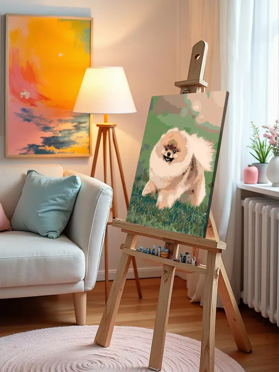 Картина по номерам «Собаки: Шпиц милый щенок 40х50» — картинка 9