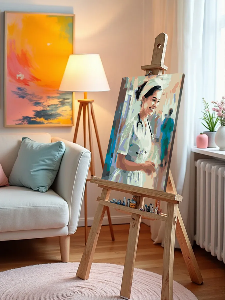 Картина по номерам «Медицина: девушка врач в больнице 40х50» — картинка 9