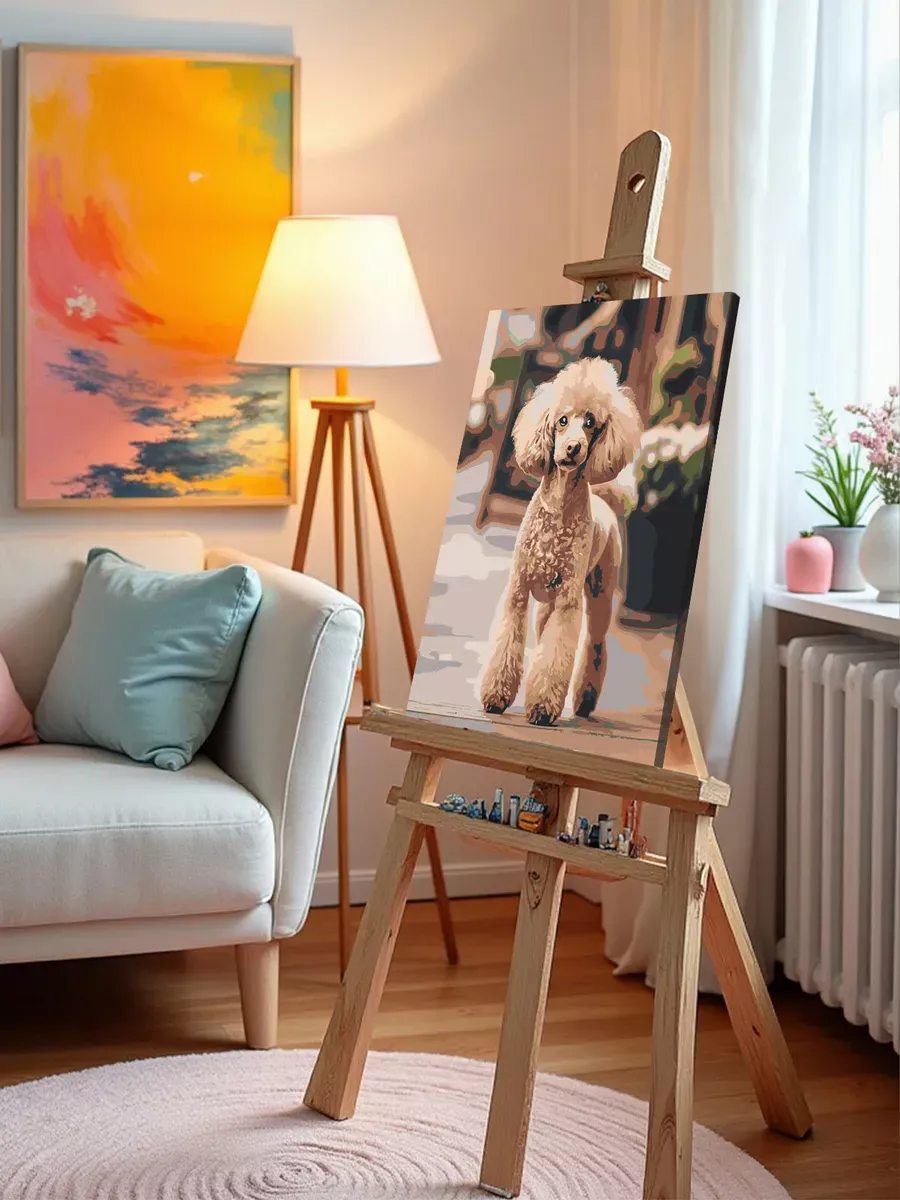 Картина по номерам «Собака пудель на улице 40х50» — картинка 9