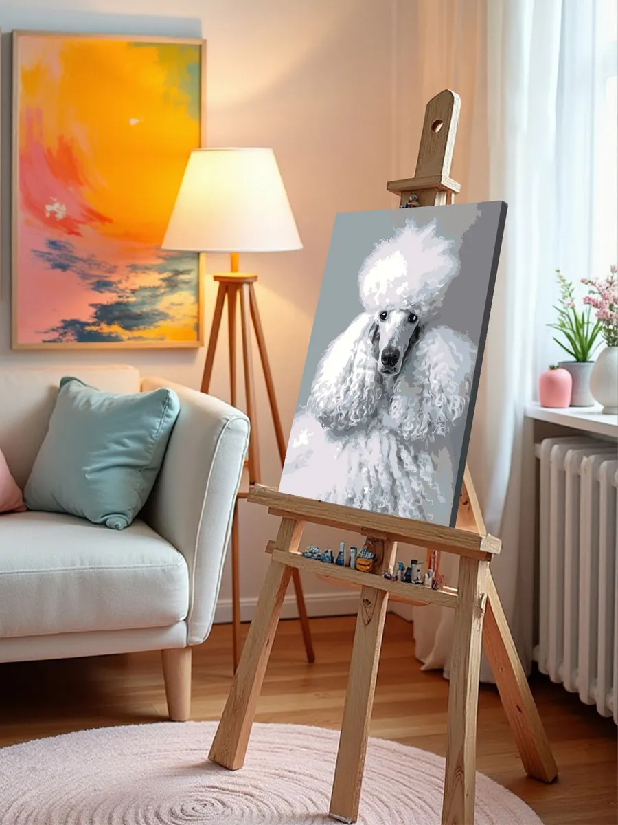 Картина по номерам «Собака пудель белая 40х50» — картинка 9