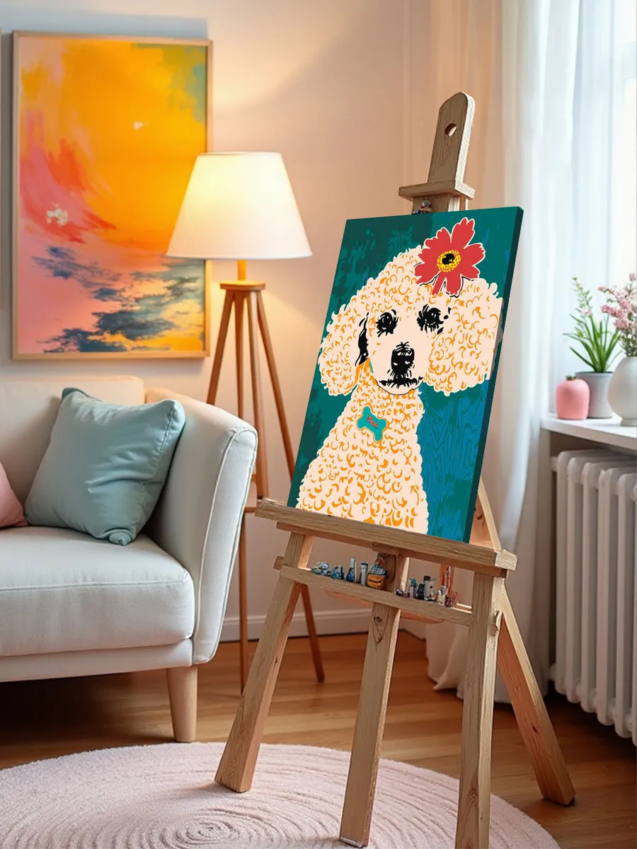 Картина по номерам «Собака пудель с цветком на голове 40х50» — картинка 10