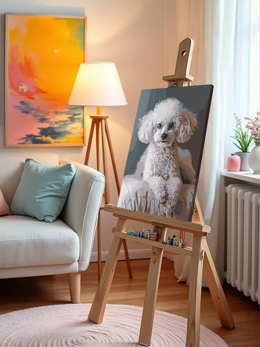 Картина по номерам «Собака пудель белая 40х50» — картинка 9