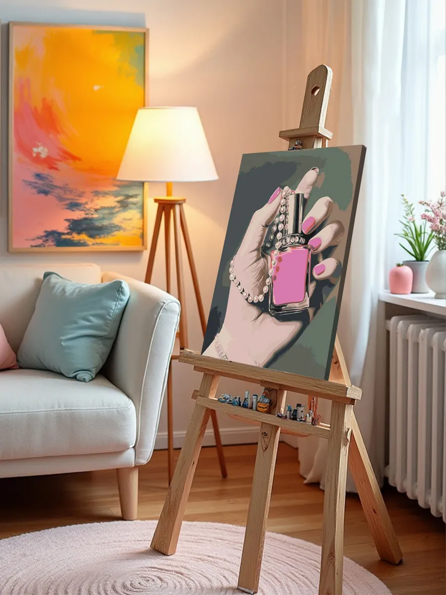 Картина по номерам «Маникюр: розовый лак и браслет 40x50» — картинка 9