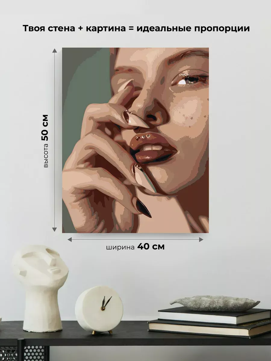 Картина по номерам «Маникюр: портрет девушки и дизайн ногтей» — картинка 3