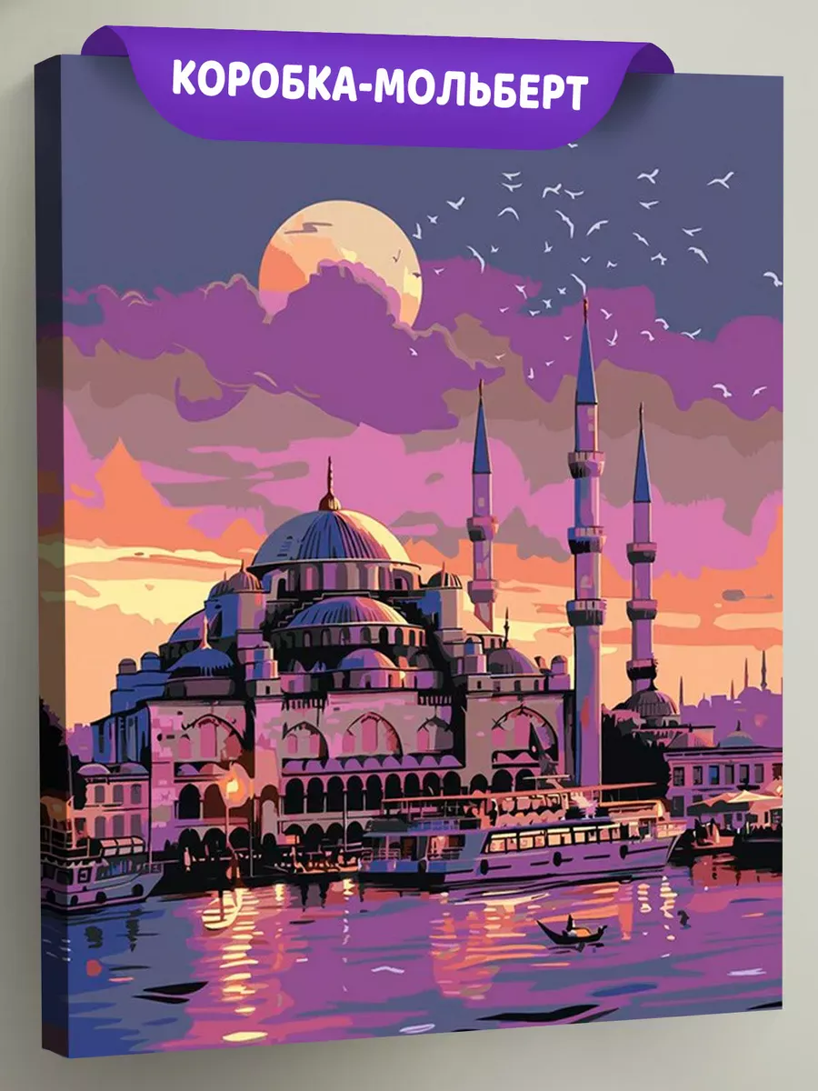 Картина по номерам «Город Стамбул, Турция: мечеть ночью»