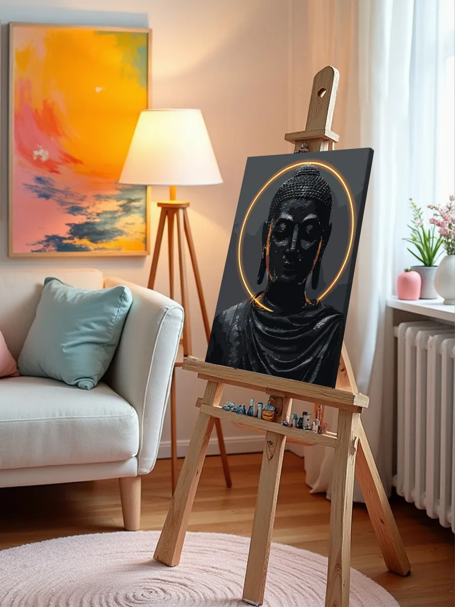 Картина по номерам «Религия буддизм: Будда статуя и круг» — картинка 9