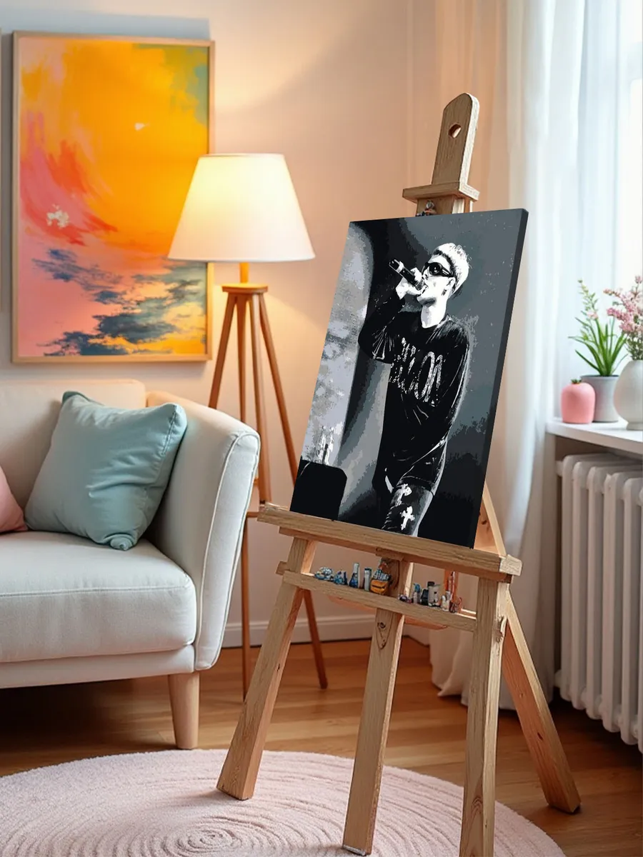 Картина по номерам «Рэп музыкант Toxis Токсис: Андрей чб» — картинка 9