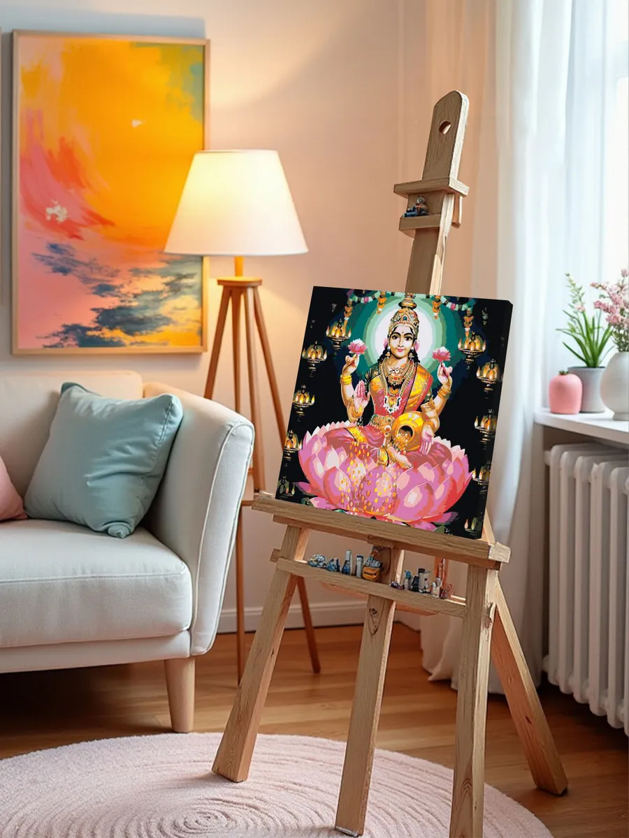 Картина по номерам «Религия индуизм: богиня Лакшми на лотосе» — картинка 9