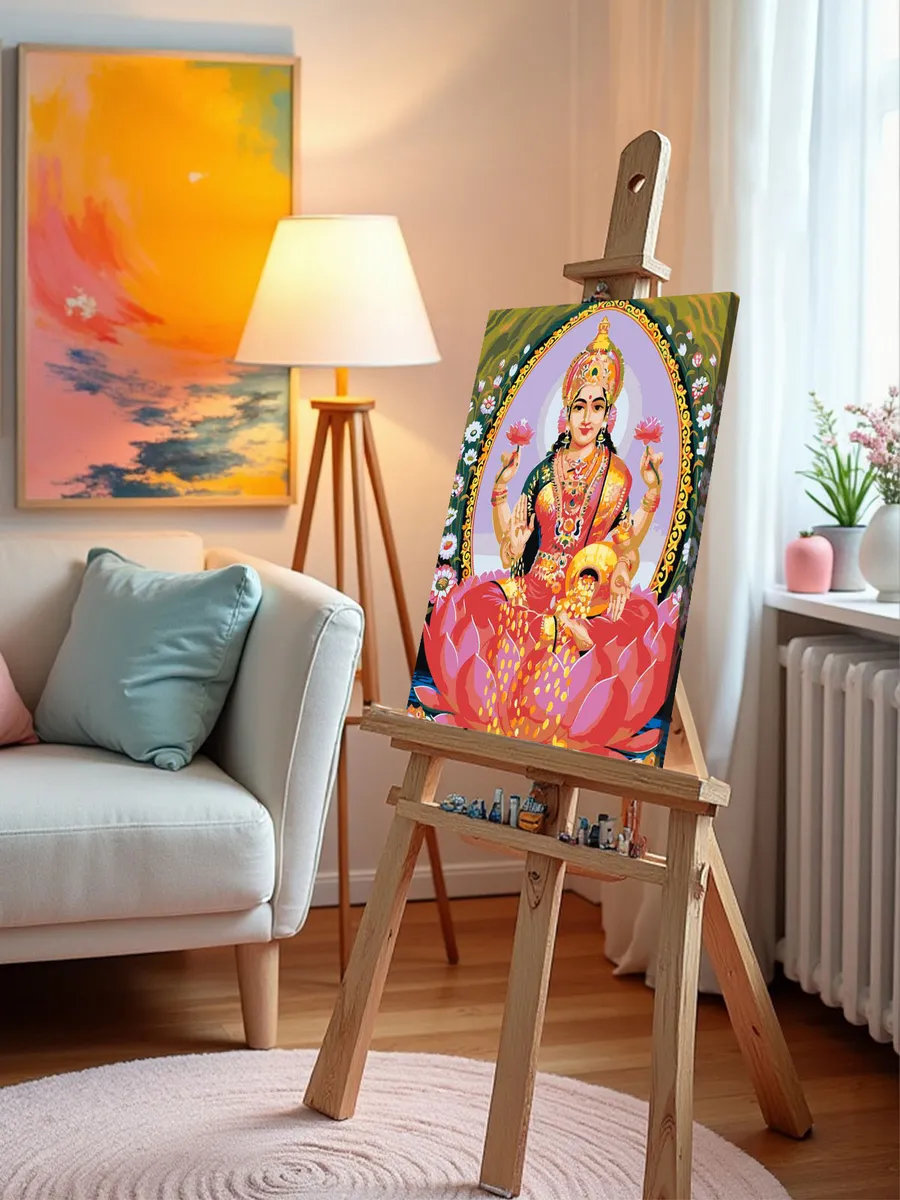 Картина по номерам «Религия индуизм: богиня Лакшми на лотосе» — картинка 10