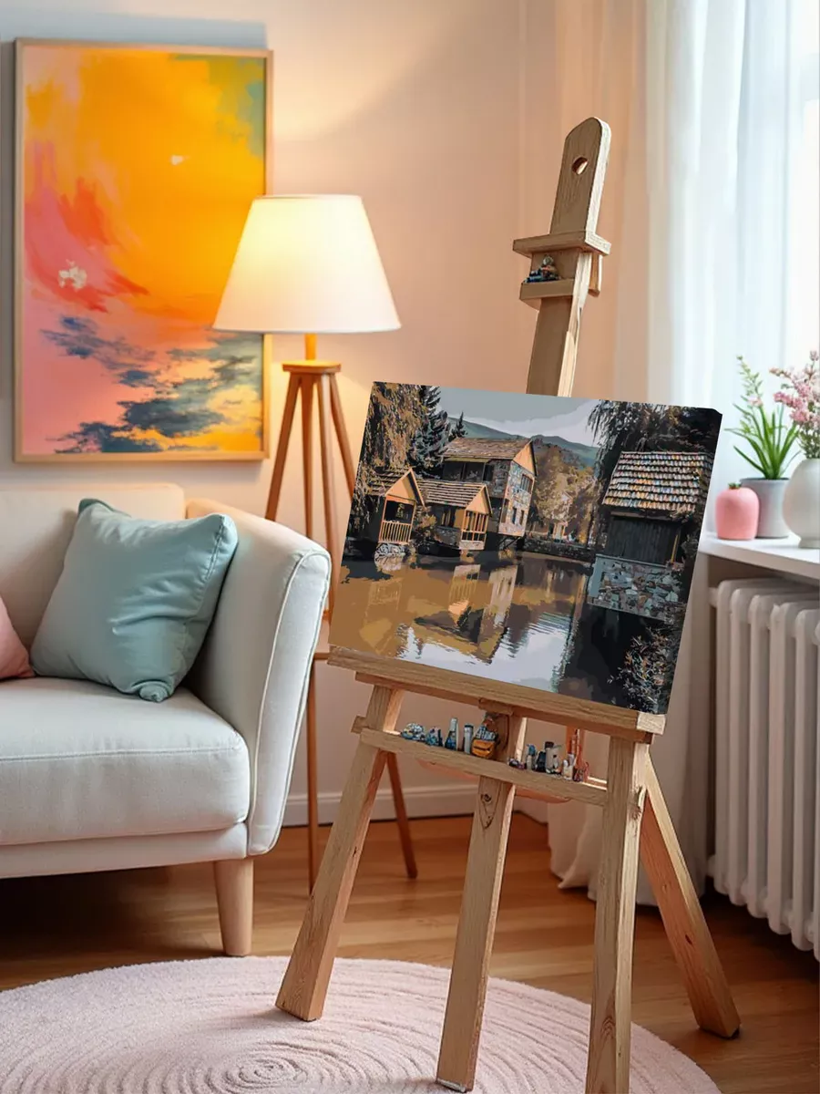 Картина по номерам «Армения: город Дилижан, озеро 40x50» — картинка 9