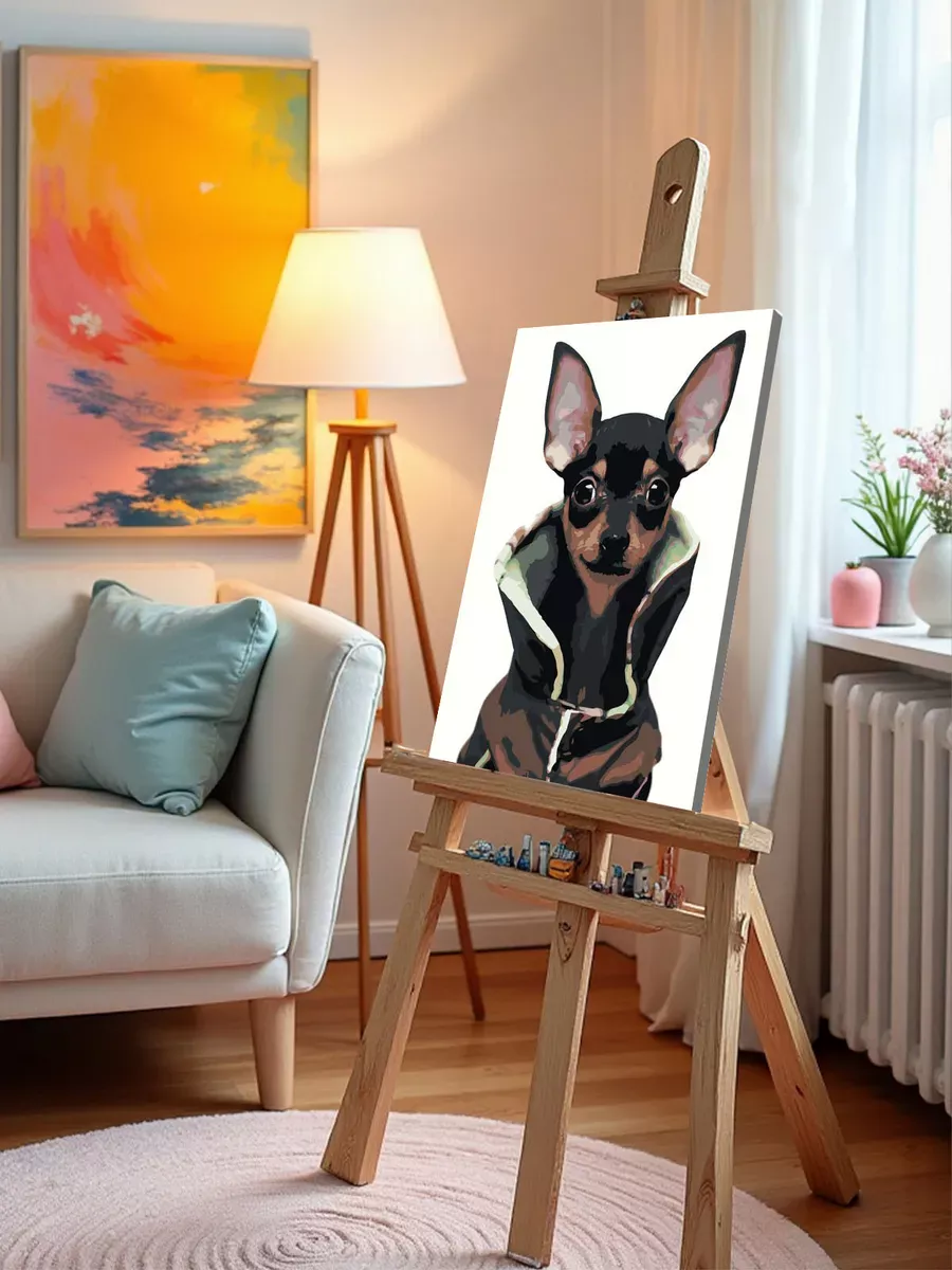 Картина по номерам «Собаки: Той терьер в куртке 40x50» — картинка 9