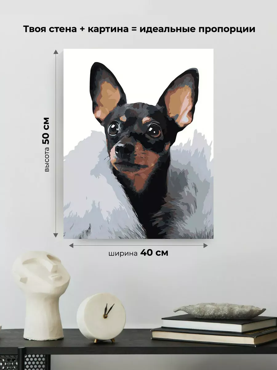 Картина по номерам «Собаки: Той терьер в пледе 40x50» — картинка 3