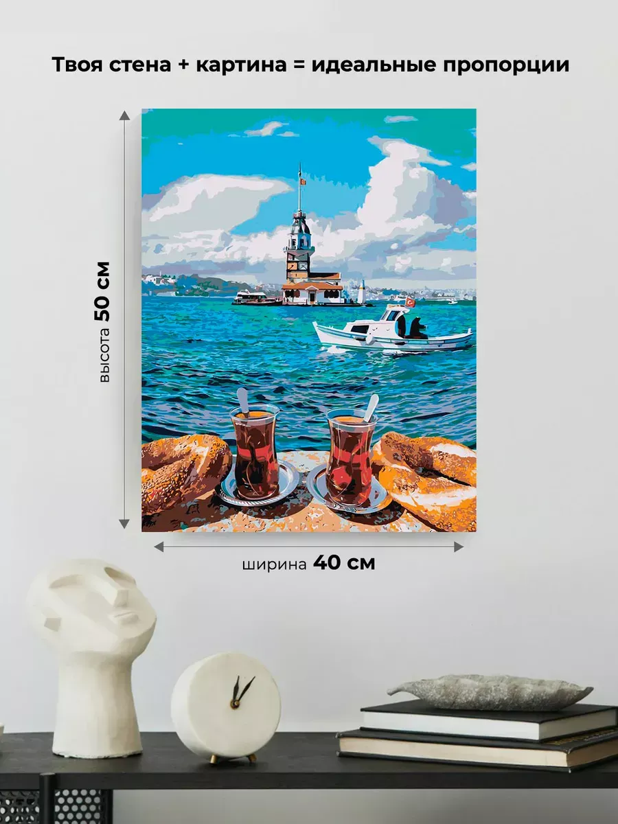 Картина по номерам «Стамбул, Турция: Девичья башня, море» — картинка 3