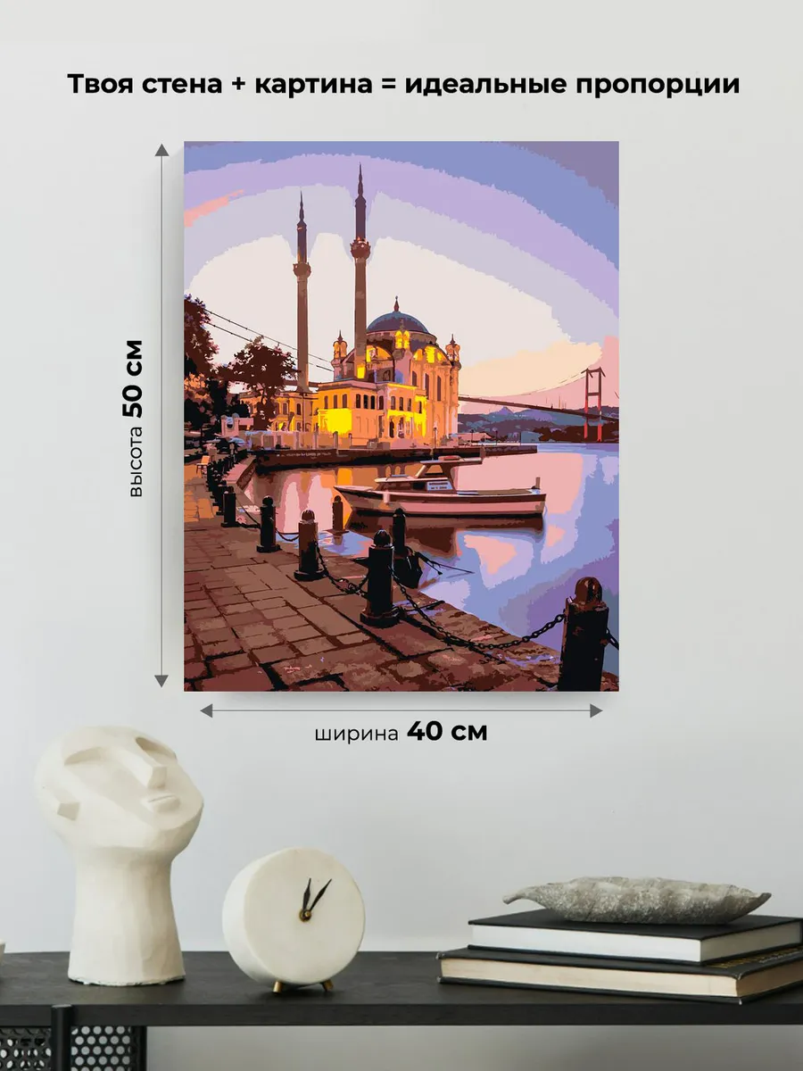Картина по номерам «Стамбул, Турция: мечеть Ортакёй, море» — картинка 3