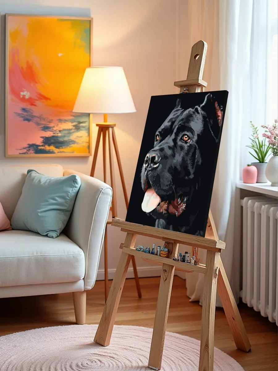 Картина по номерам «Собака Кане корсо черная портрет 40x50» — картинка 9