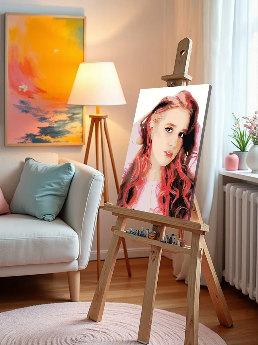 Картина по номерам «Ютубер Риви А4: портрет в розовом 40x50» — картинка 9