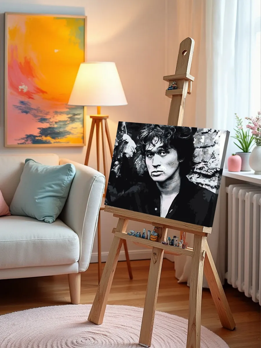 Картина по номерам «Группа Кино: Виктор Цой портрет чб» — картинка 10