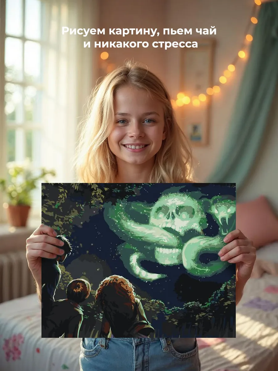 Картина по номерам «Гарри Поттер: Рон, Гермиона, черная метка» — картинка 7