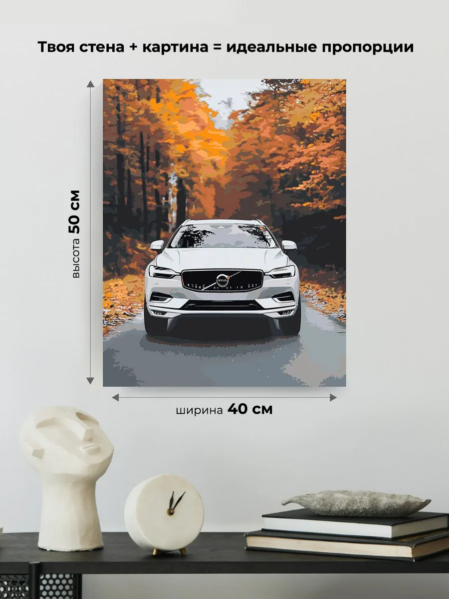 Картина по номерам «Машина Вольво в лесу, осень 40x50» — картинка 3