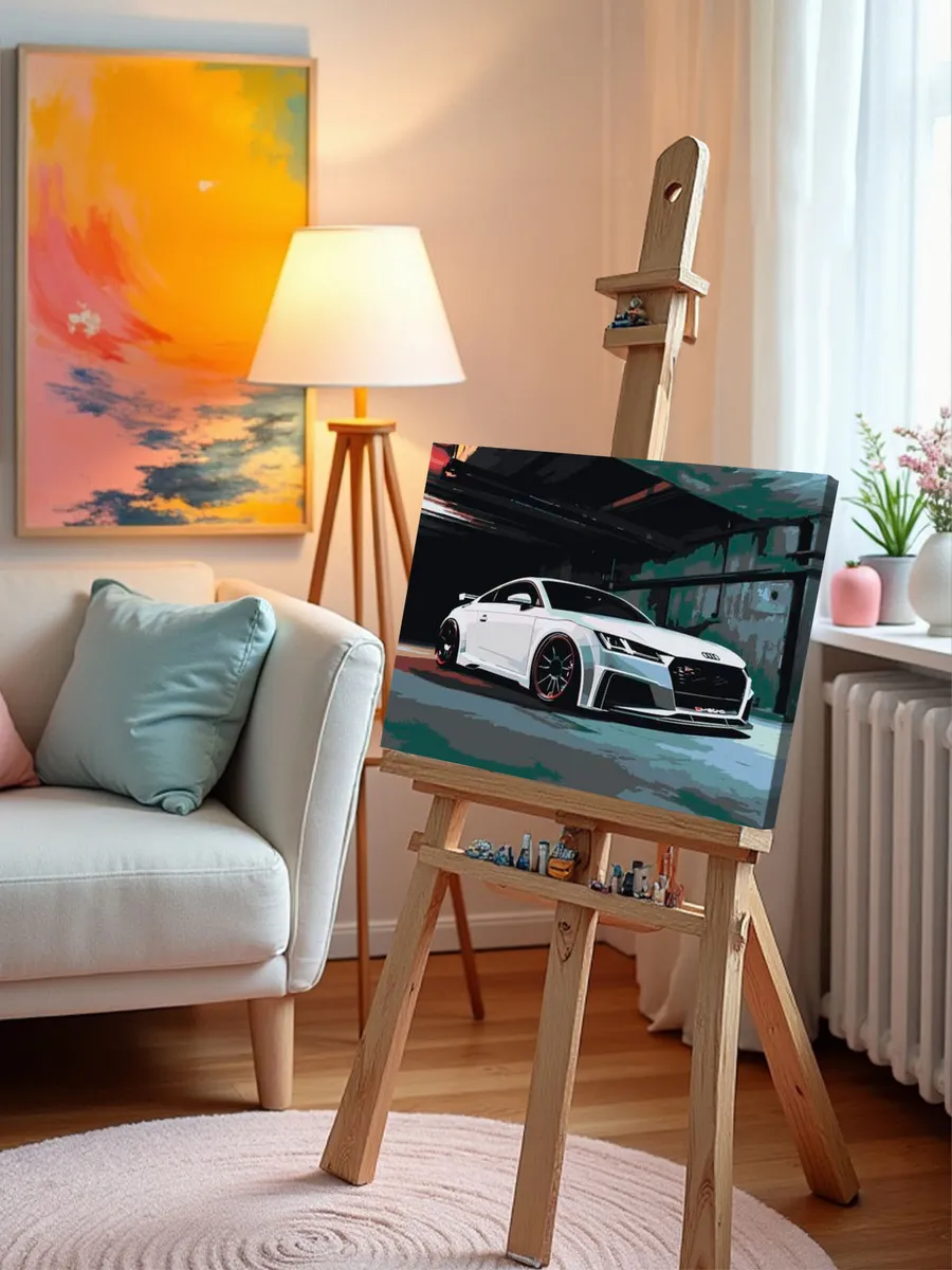 Картина по номерам «Спортивная машина Ауди ТТ в гараже 40x50» — картинка 9