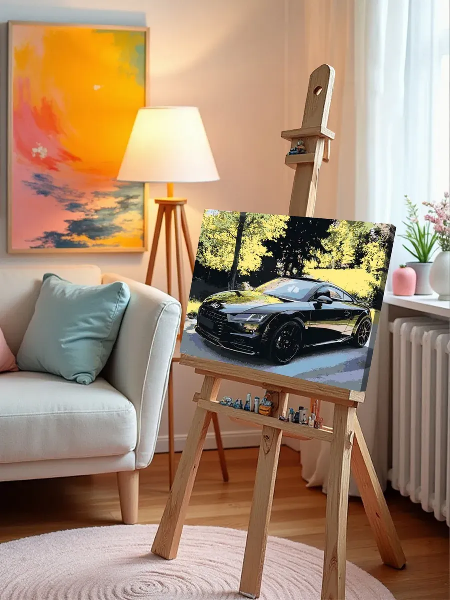 Картина по номерам «Машина Ауди ТТ на дороге в лесу 40x50» — картинка 10