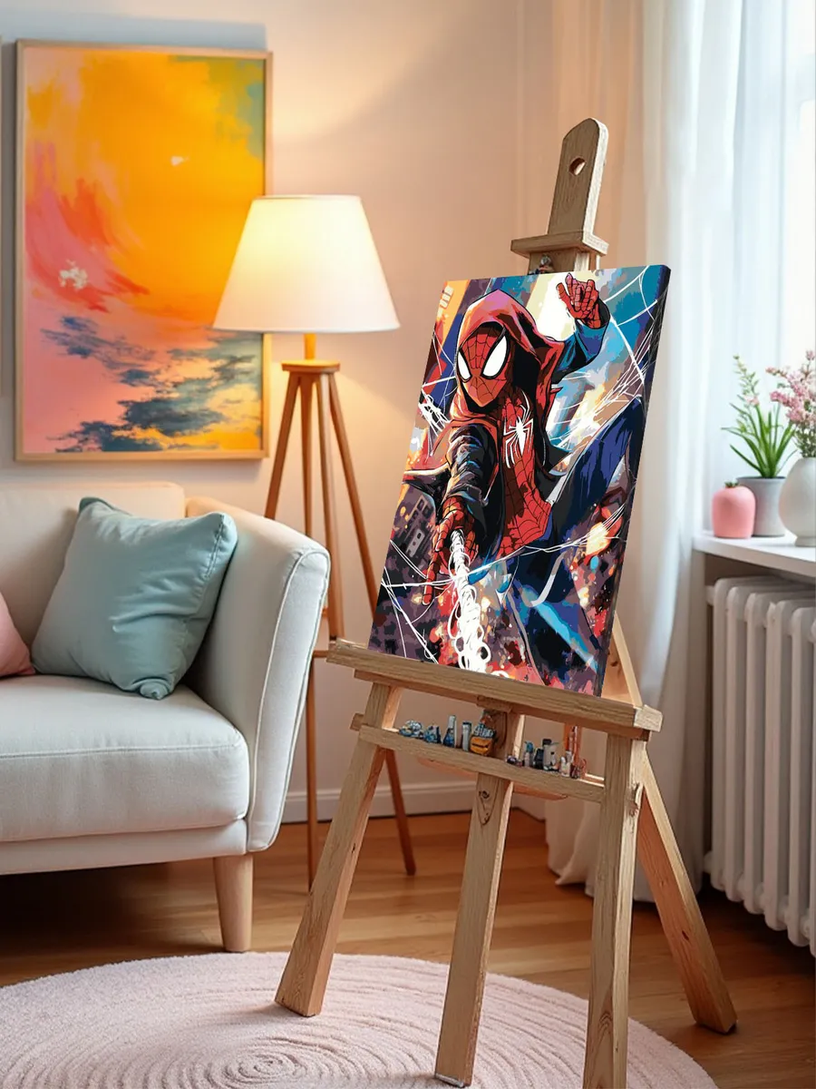 Картина по номерам «Человек паук Spiderman: арт с паутиной» — картинка 9