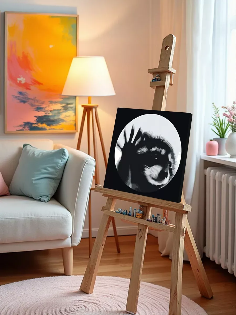 Картина по номерам «Мемы: Енот танцует Педро, чб 40х40» — картинка 9