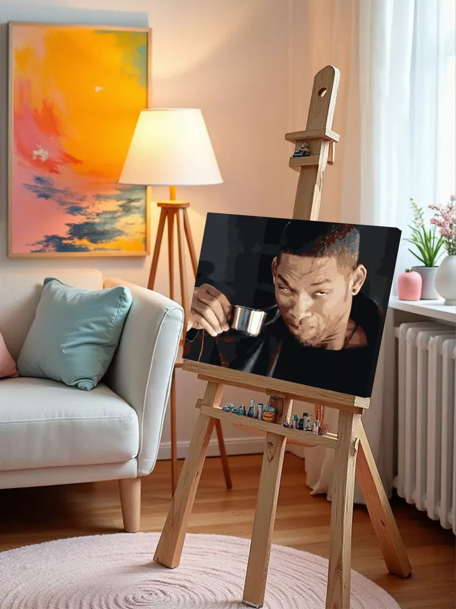 Картина по номерам «Мемы: Уилл Смит пьет кофе 40x50» — картинка 9